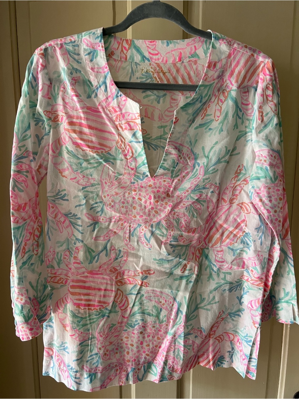 Lilly Pulitzer Pink & Teal Floral-Sea Print Tunic